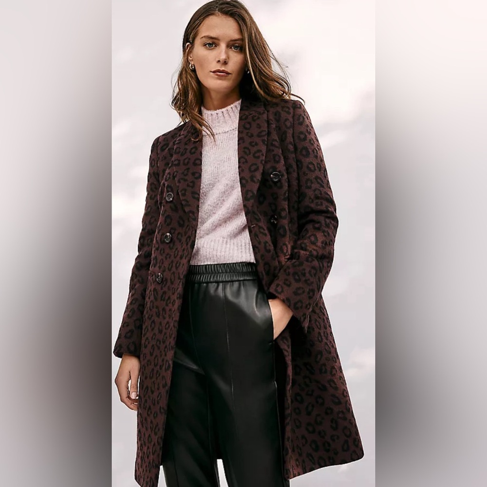 Ann Taylor leopard Chesterfield coat